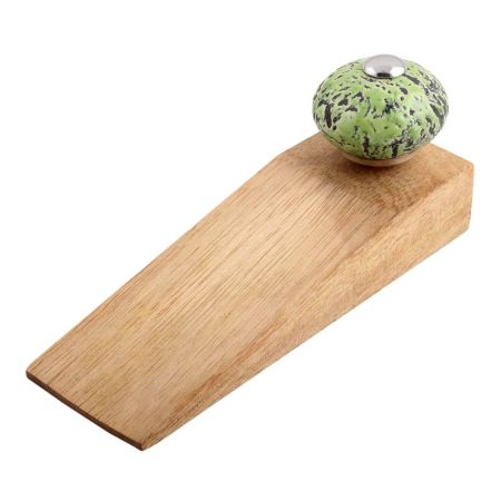 Green And Black Etched Ceramic Wooden Door Stopper